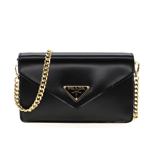 Prada Chain Crossbody 2Way Black Leather 1BD350 New - Picture 2 of 7